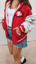 Load image into Gallery viewer, San Francisco 49ers, NFL “Rare Find” One of a KIND Vintage Button Up Hoodie with Crystal Star Design
