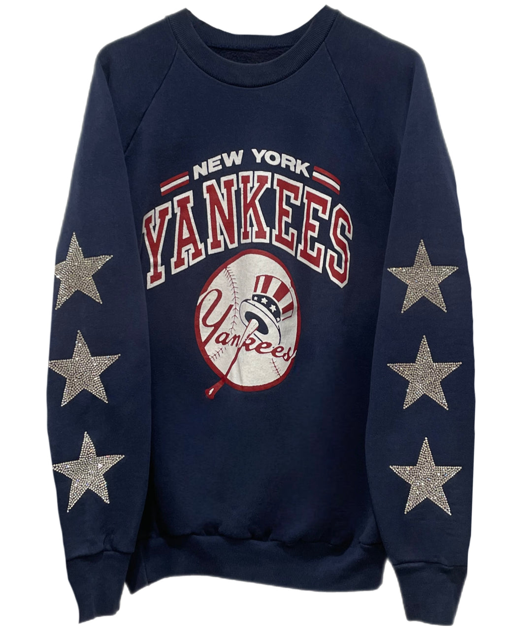 NY Yankees, MLB One of a KIND Vintage Sweatshirt with Three Crystal Star Design