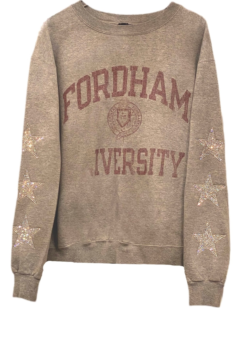 Fordham University, One of a KIND Vintage Sweatshirt with Three Crystal Star Design