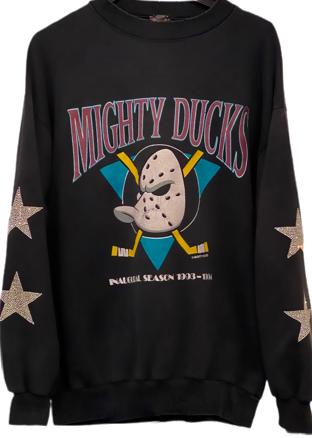Anaheim Ducks, NHL One of a KIND Vintage “Mighty Ducks” Sweatshirt with Crystal Star Design