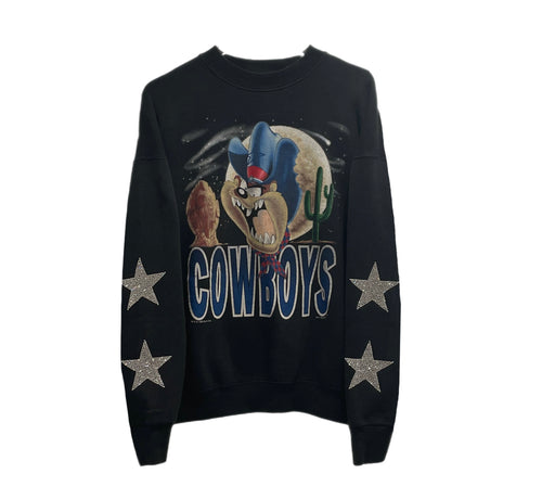 ShopCrystalRags Dallas Cowboys, NFL One of A Kind Vintage Sweatshirt with Crystal Star Design.