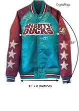 Load image into Gallery viewer, Anaheim Ducks, NHL One of a KIND “Rare Find” Vintage Satin Mighty Ducks Bomber Jacket with Three Crystal Star Design
