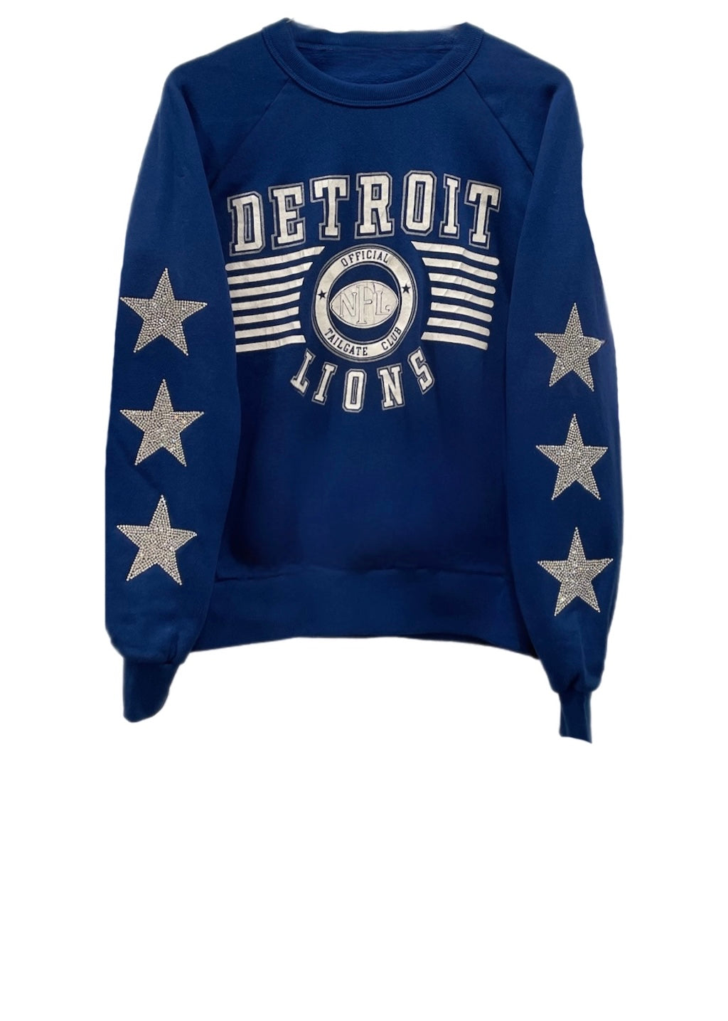 Detroit, Lions, NFL One of a KIND Vintage Sweatshirt with Three Crystal Star Design
