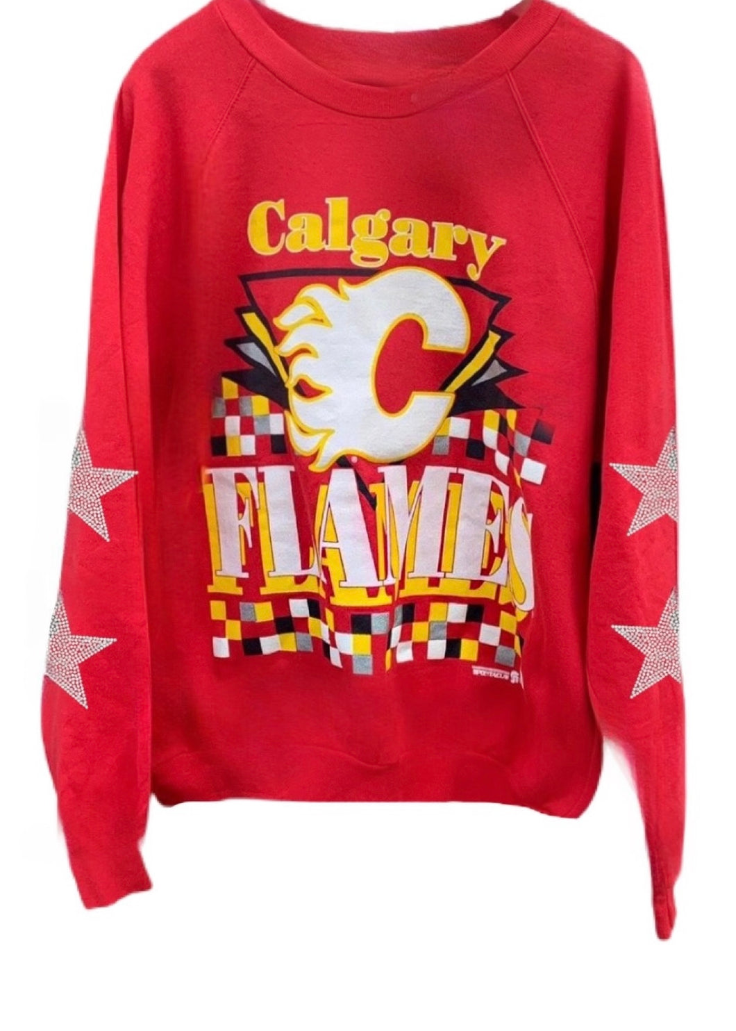 Calgary Flames, NHL “Rare Find”  One of a KIND Vintage Sweatshirt with Crystal Star Design