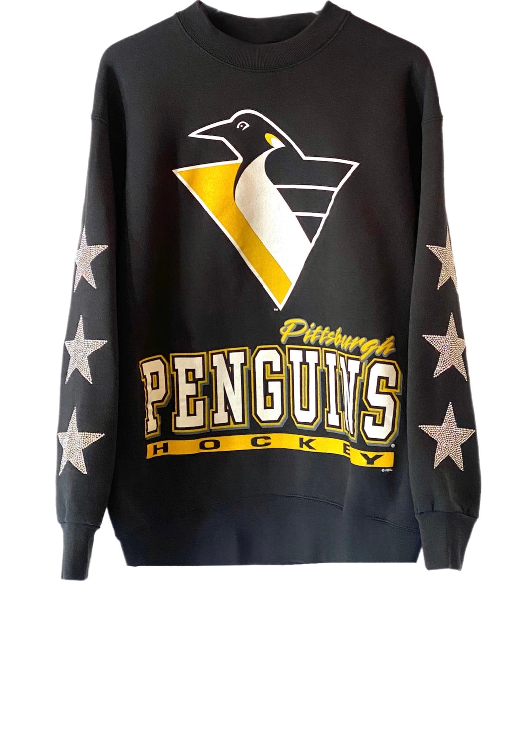 Pittsburgh Penguins, NHL One of a KIND Vintage Sweatshirt with Three Crystal Star Design