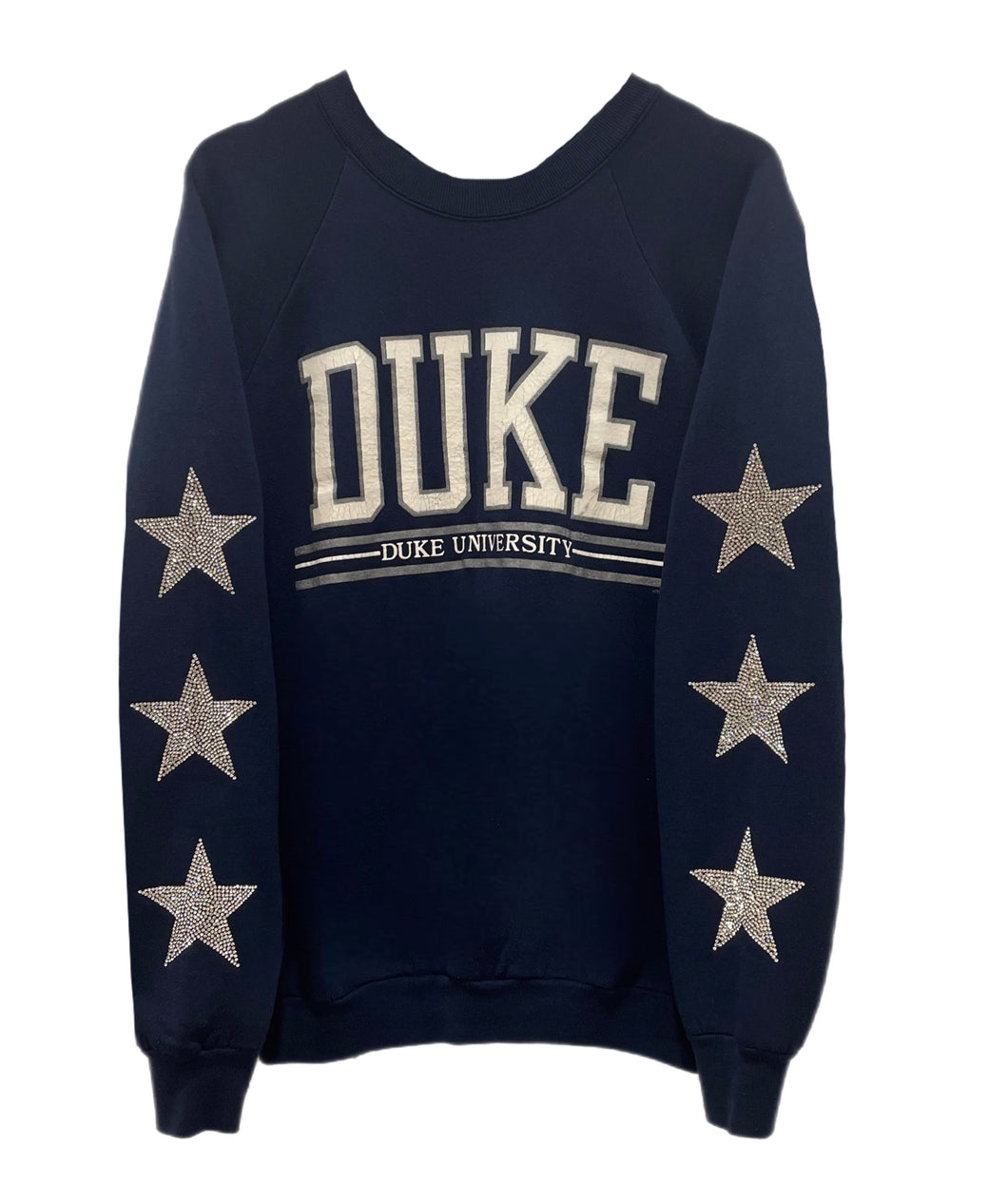 Duke Univeristy, One of a KIND Vintage Sweatshirt with Three Crystal Star Design