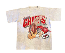 Load image into Gallery viewer, Kansas City Chiefs, NFL One of a KIND Vintage Tee with Overall Crystal Design
