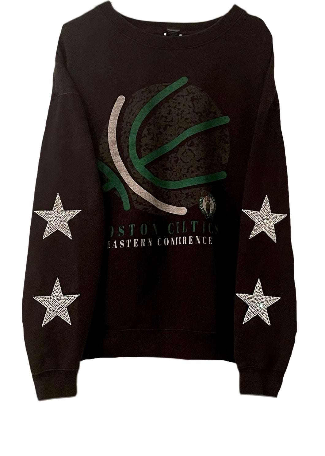 Boston Celtics, Basketball One of a KIND Vintage Sweatshirt with Crystal Star Design