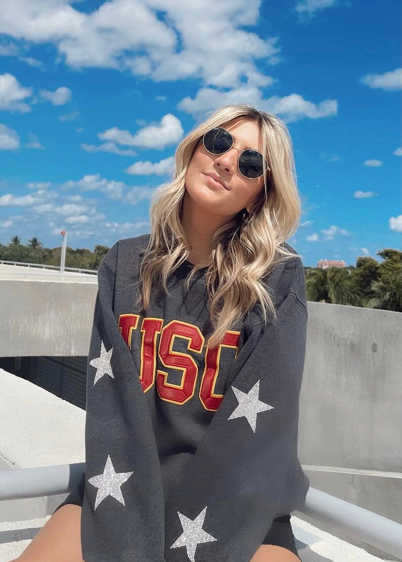 University of Southern California, USC One of a KIND Vintage Sweatshirt with Crystal Star Design