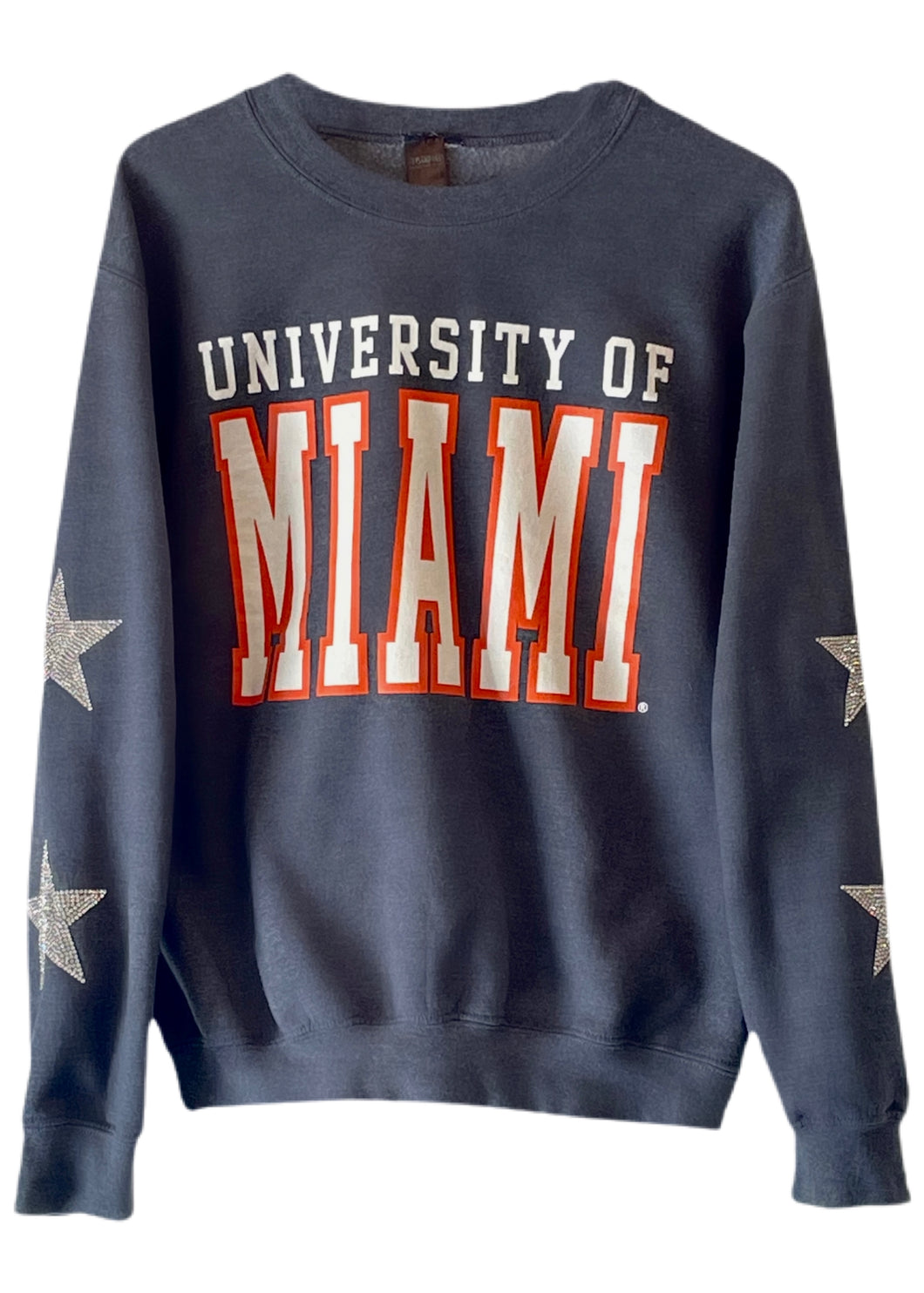 University of Miami, One of a KIND Vintage UM Hurricanes Sweatshirt with Crystal Star Design
