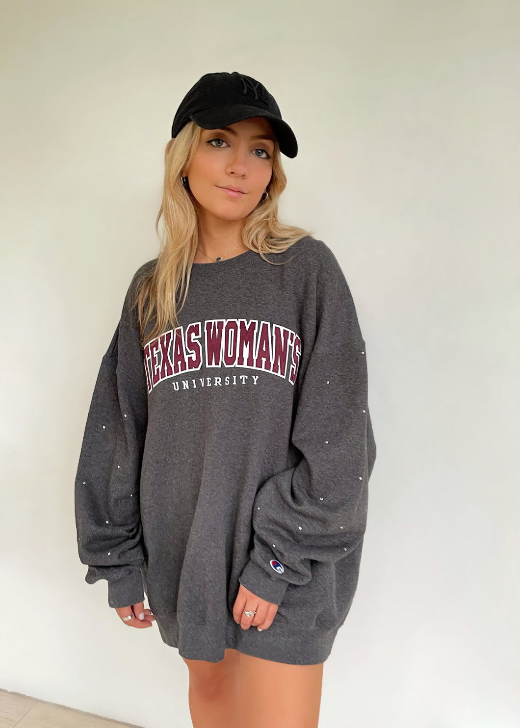 Texas Woman’s University, One of a KIND Vintage Sweatshirt with Crystal Star Design