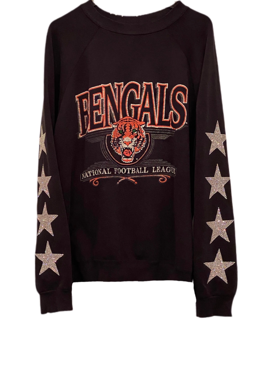 Cincinnati Bengals, NFL One of a KIND Vintage Four Sweatshirt with Crystal Star Design