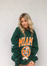 Load image into Gallery viewer, University of Miami, One of a KIND Vintage UM Sweatshirt with Three Crystal Star Design
