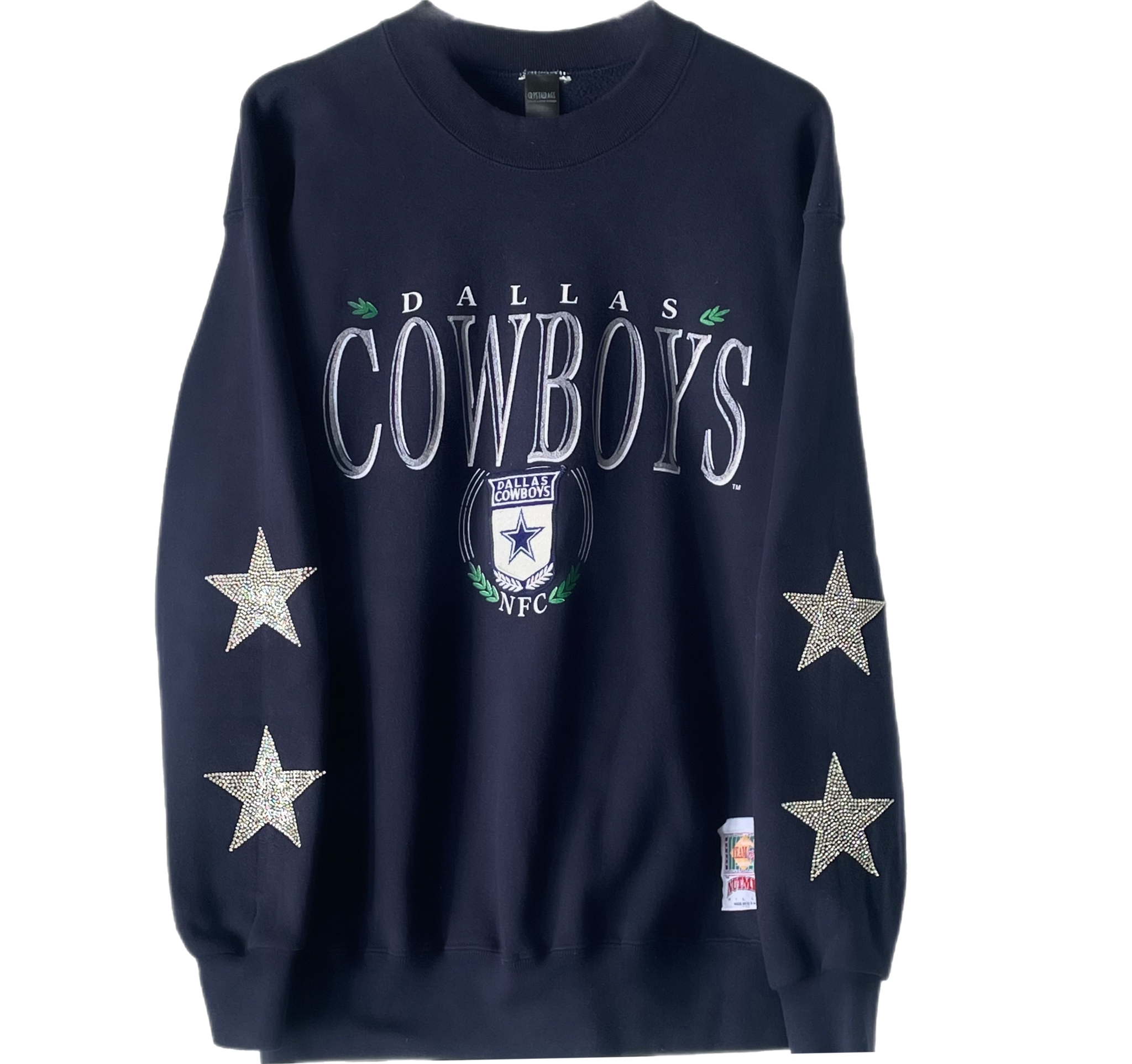 ShopCrystalRags Dallas Cowboys, NFL One of A Kind Vintage Sweatshirt with Crystal Star Design.