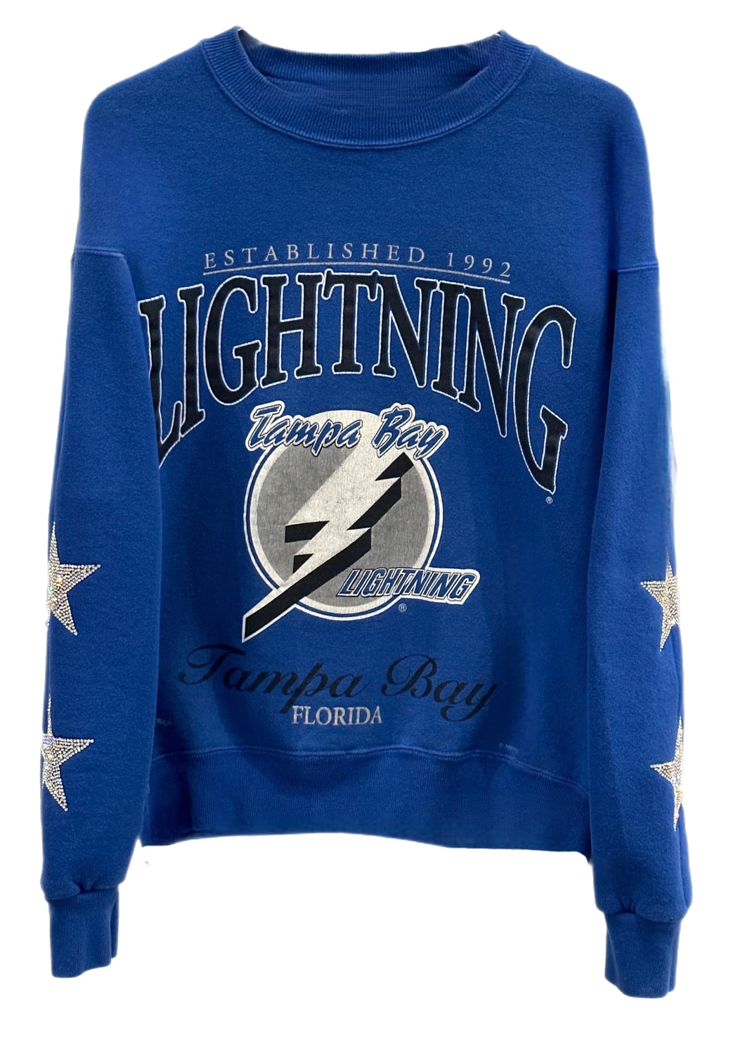 Tampa Bay Lightning, NHL One of a KIND Vintage Sweatshirt with Crystal Star Design, Custom Name & Number