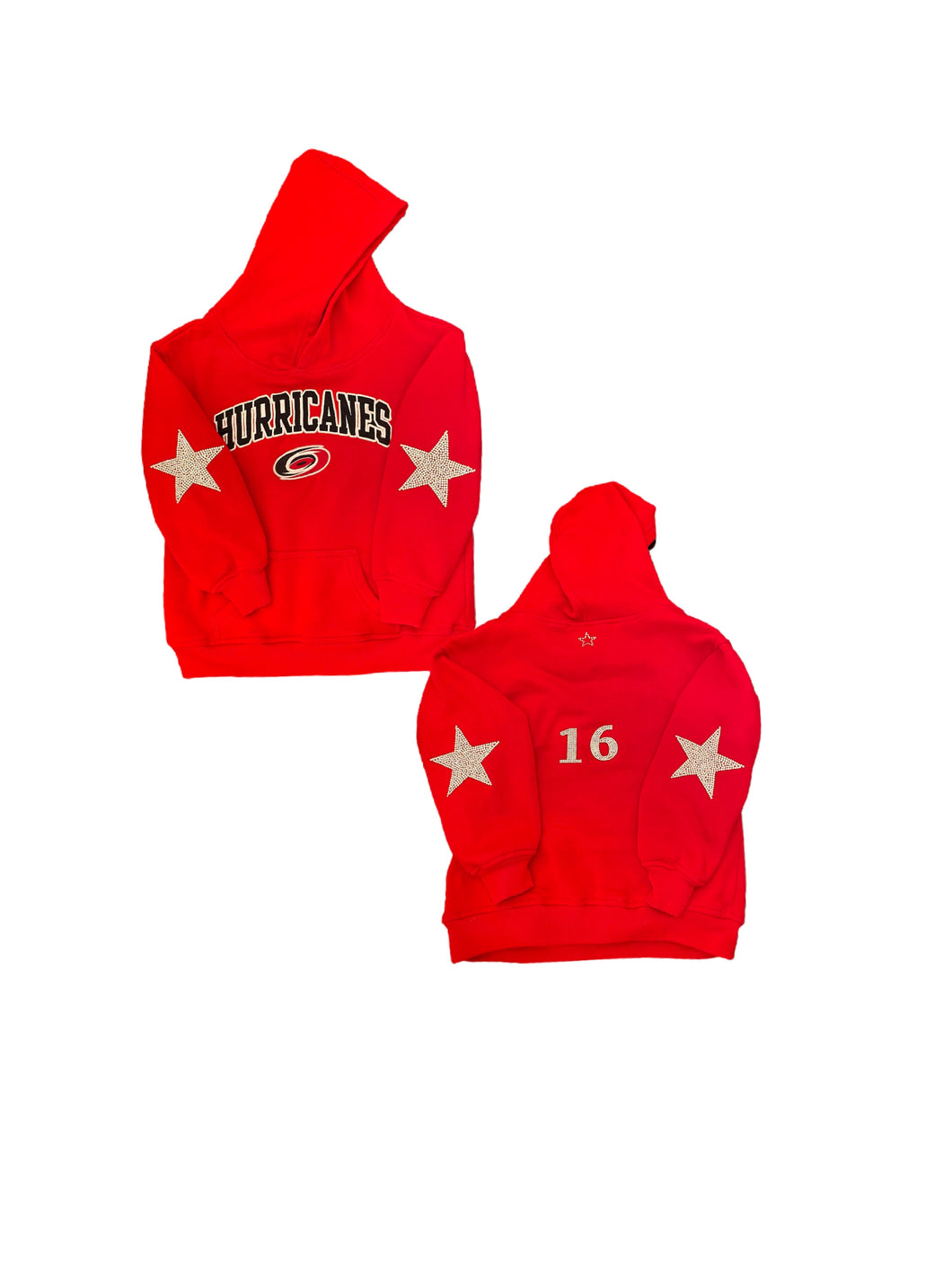 Carolina Hurricanes, NHL One of a KIND Mommy & Me Hoodie with Crystal Stars Design with Custom Crystal Number