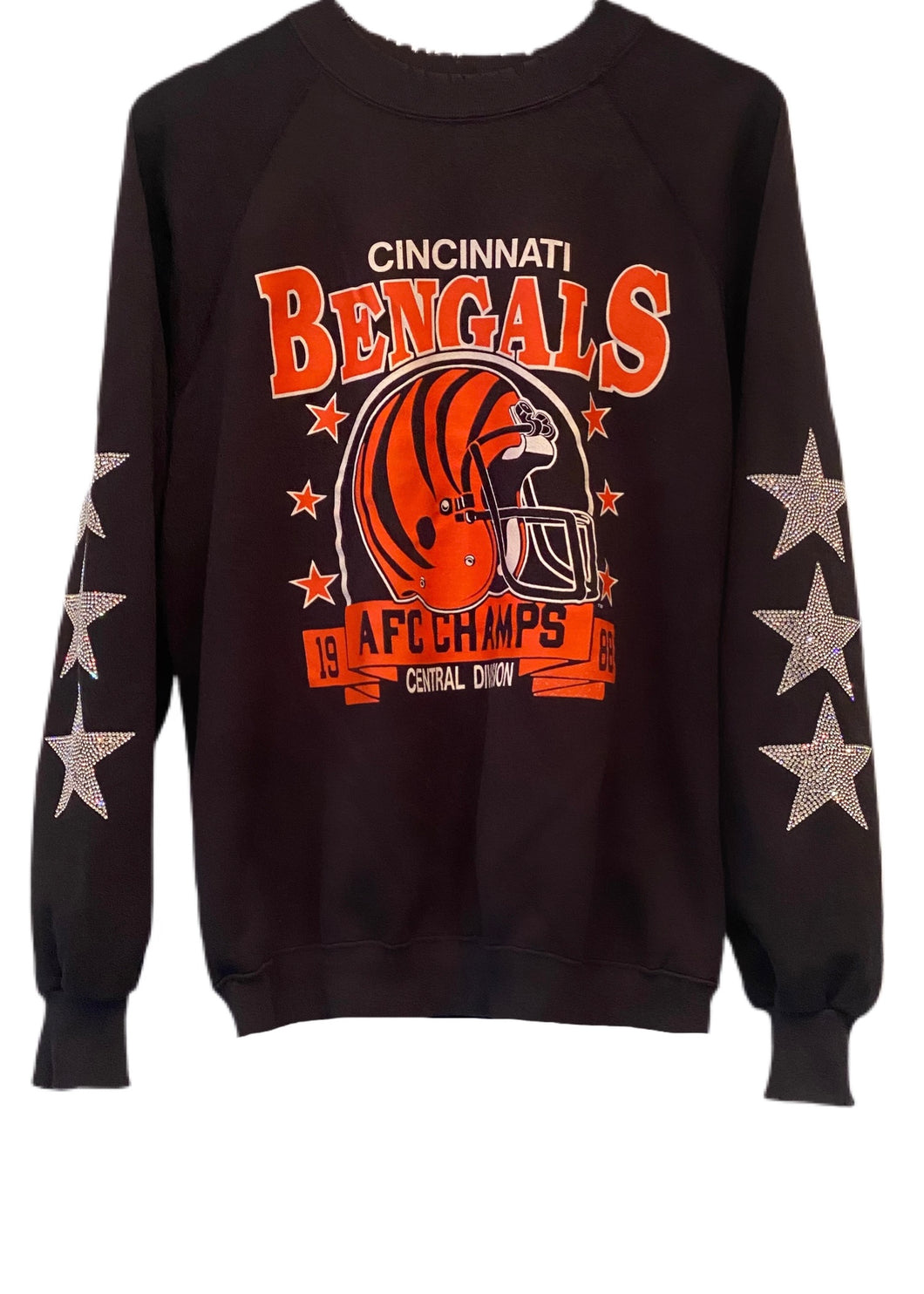 Cincinnati Bengals, NFL One of a KIND Vintage Sweatshirt with Three Crystal Star Design