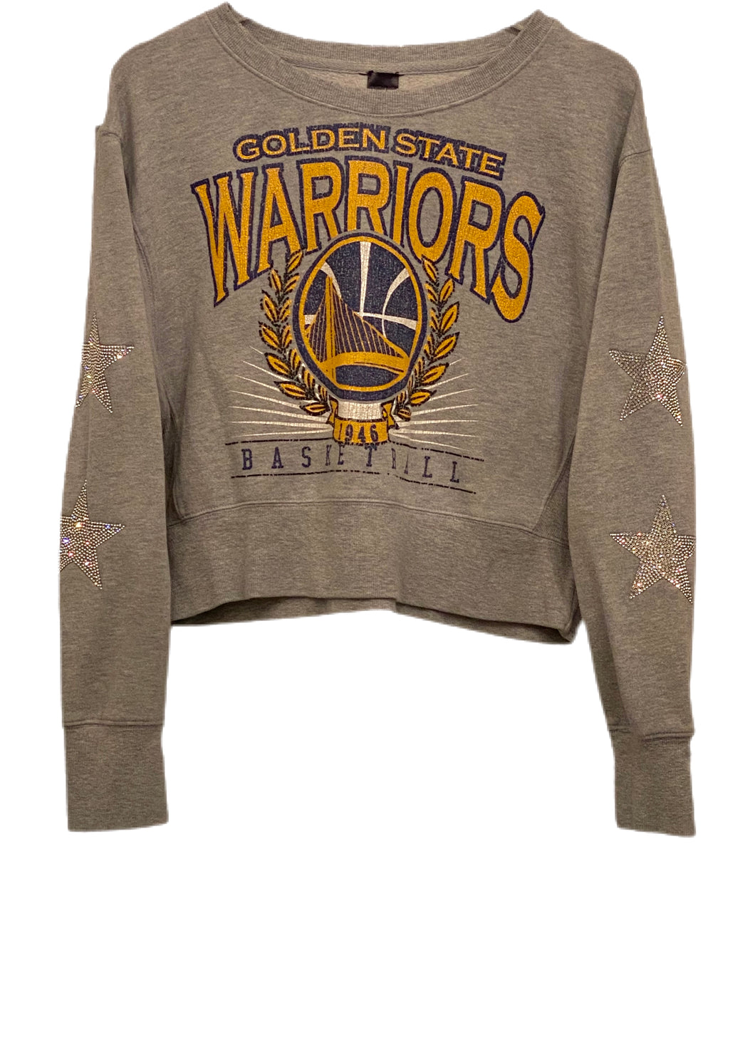 Golden State Warriors, NBA One of a KIND Vintage Cropped Sweatshirt with Crystal Star Design