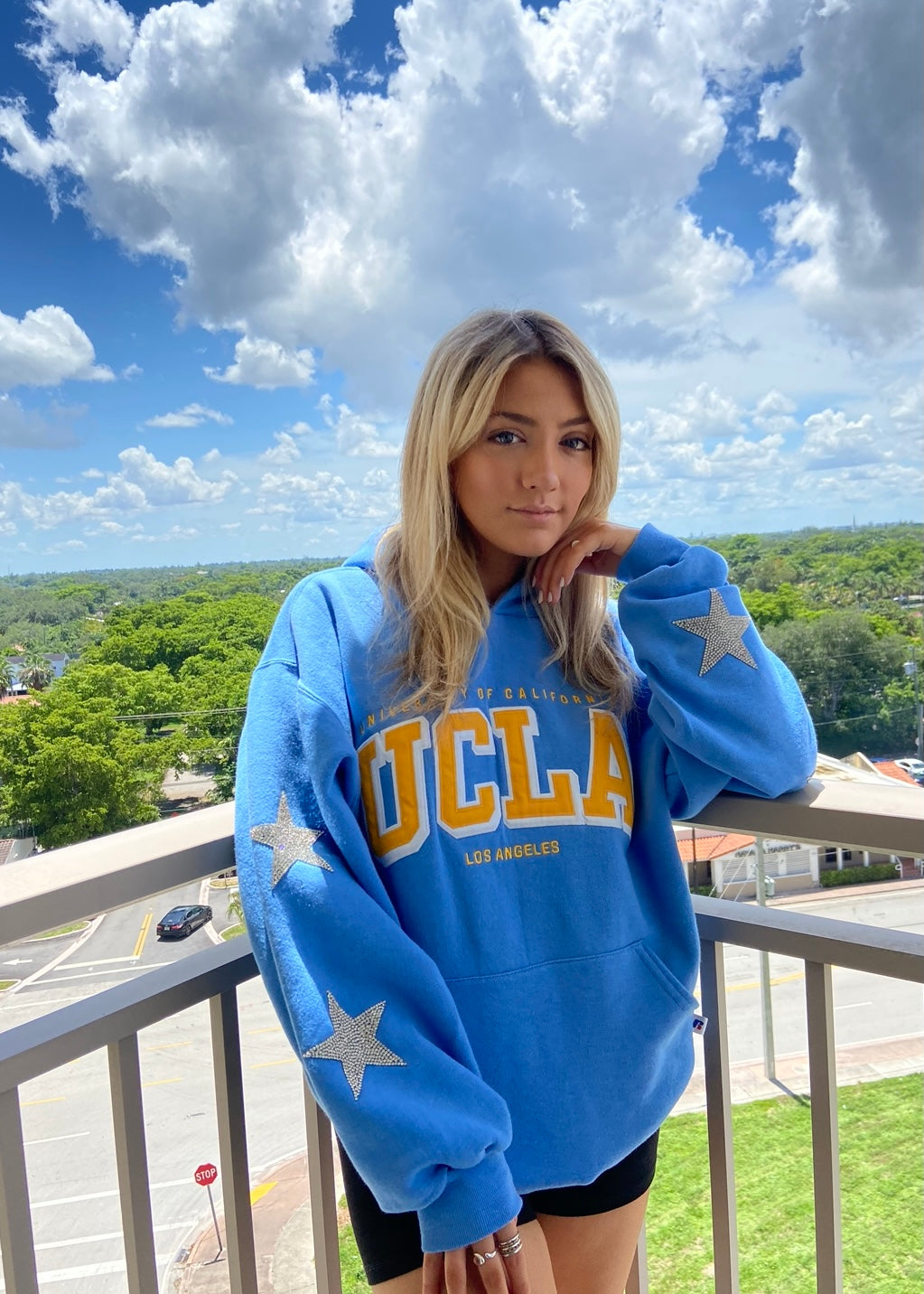 University of California Los Angeles, One of a KIND Vintage Bruins UCLA Hoodie with Crystals Star Arm Design