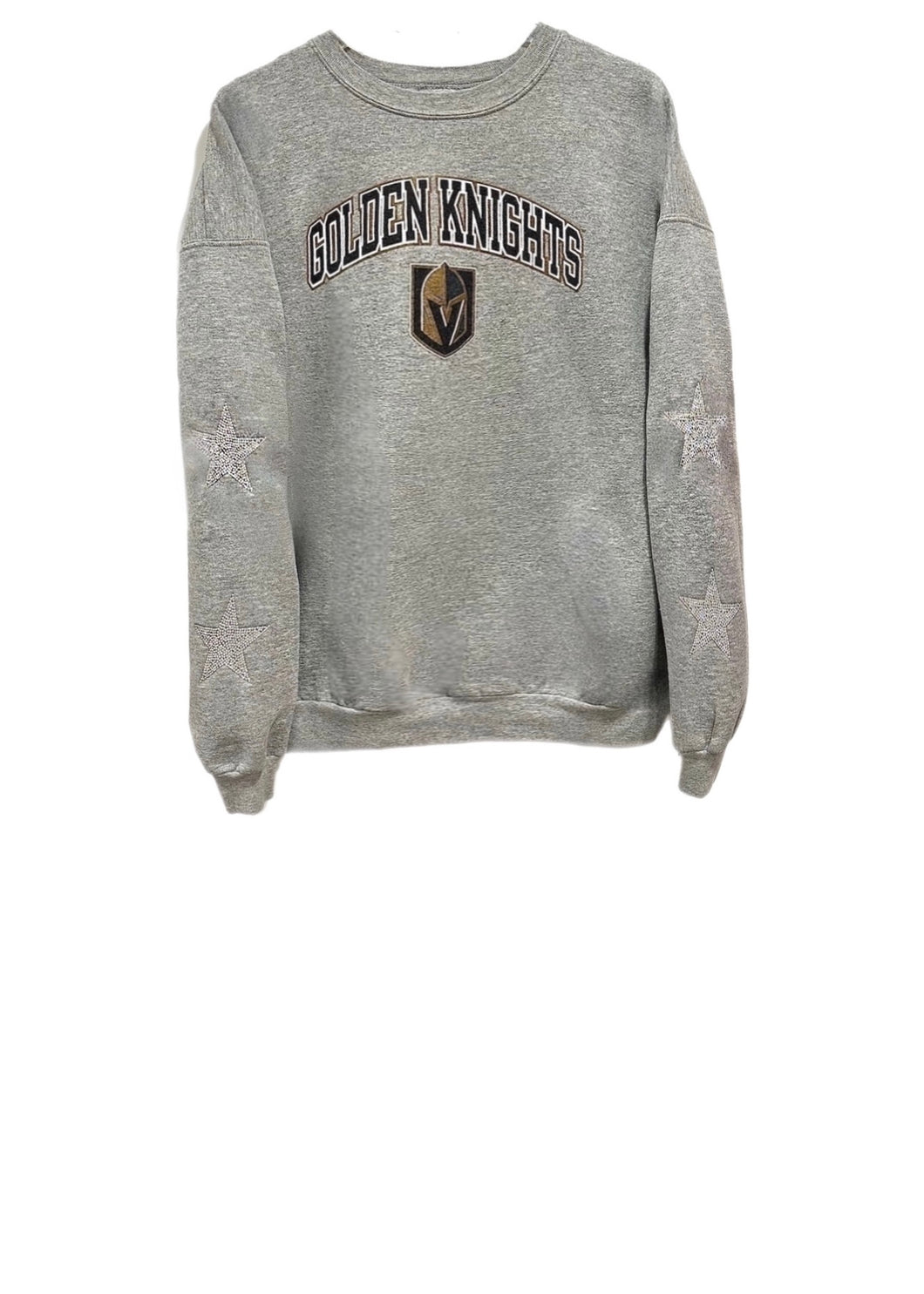 Vegas Golden Knights, NHL Vintage Sweatshirt with Crystal Star Detail, Custom Crystal Name & Number