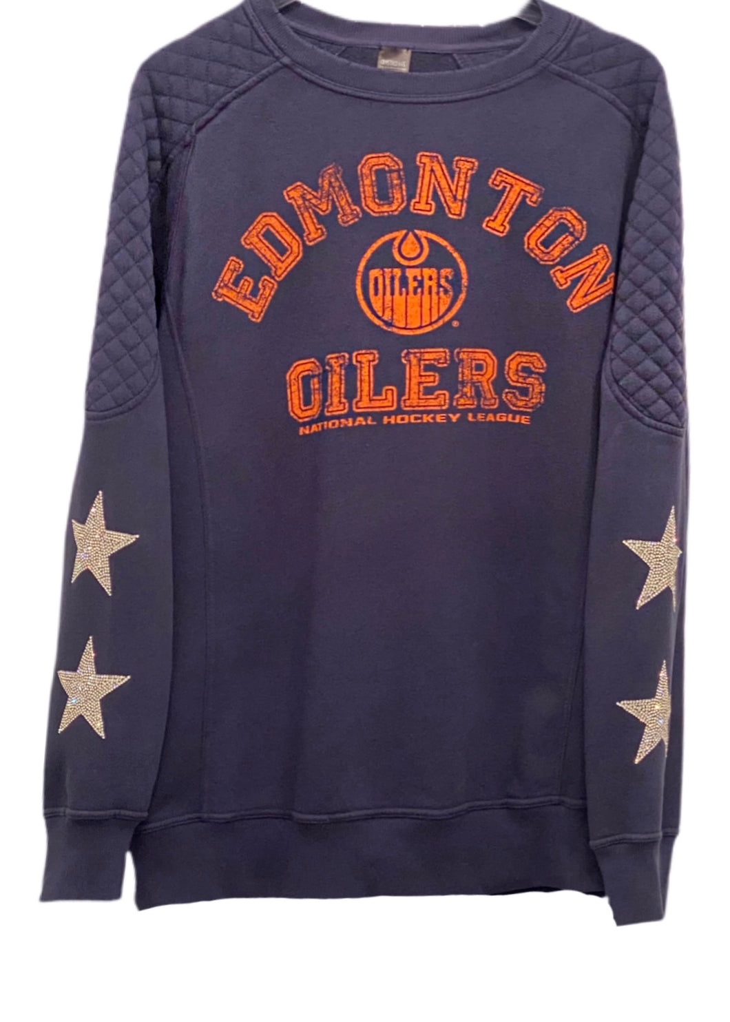 Edmonton Oilers, NHL One of a KIND Vintage Sweatshirt with Three Crystal Stars Design