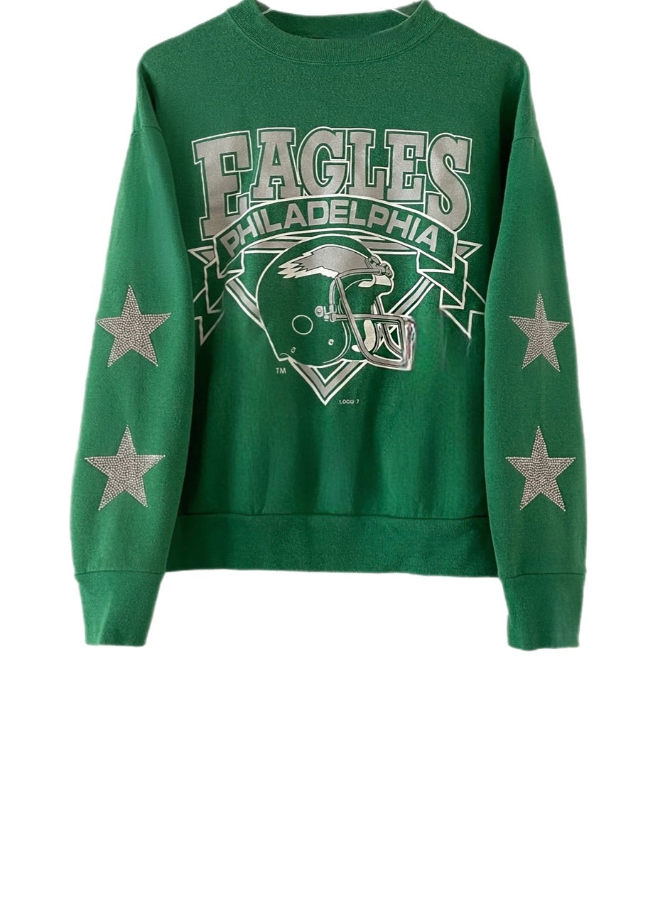 Philadelphia Eagles, NFL One of a KIND Vintage “Rare Find” Sweatshirt with Crystal Star Design.