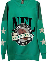 Load image into Gallery viewer, NY Jets, Rare NFL One of a KIND Vintage Sweatshirt with Crystal Star Design
