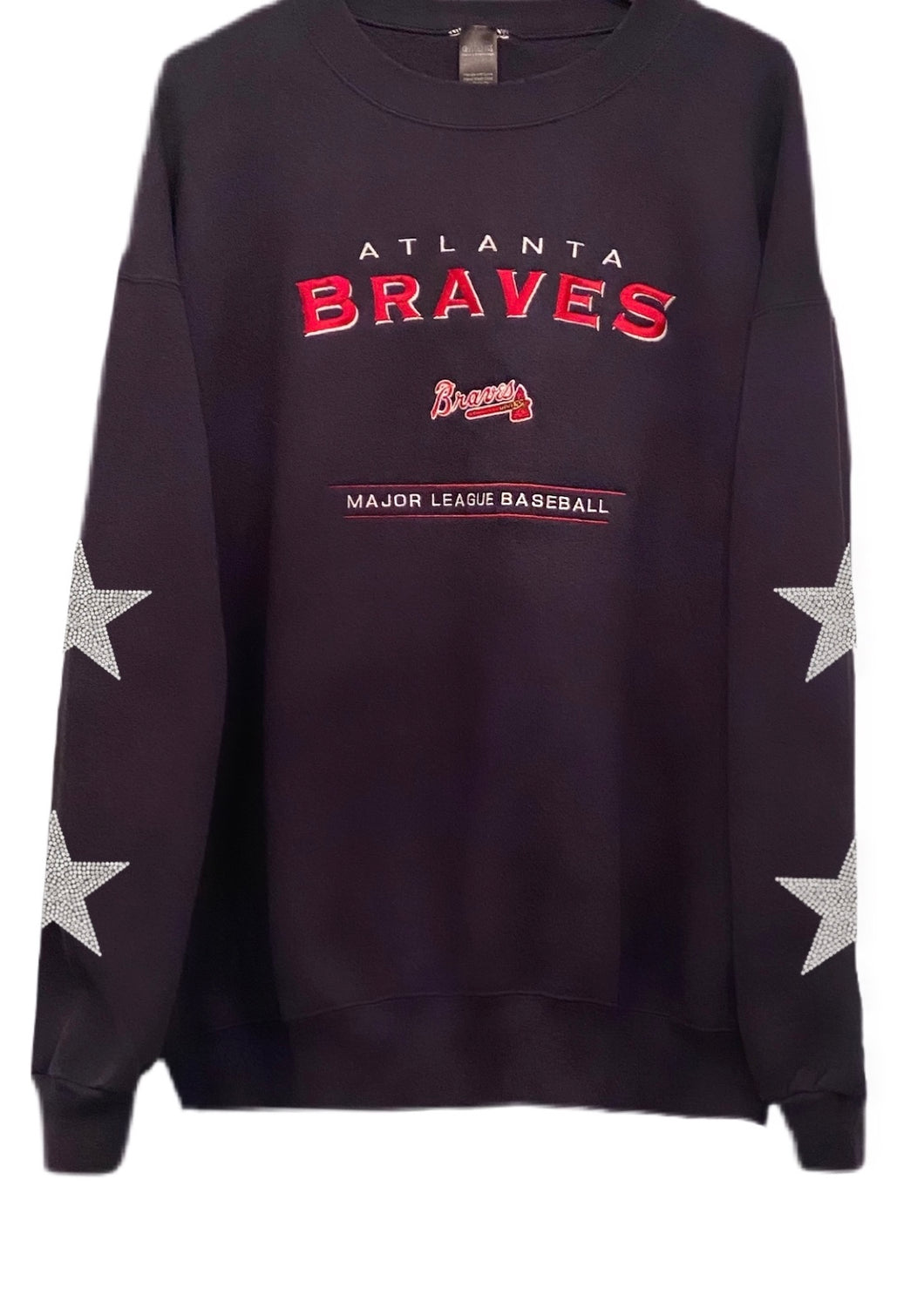 Atlanta Braves, MLB One of a KIND Vintage Sweatshirt with Three Crysta –  ShopCrystalRags