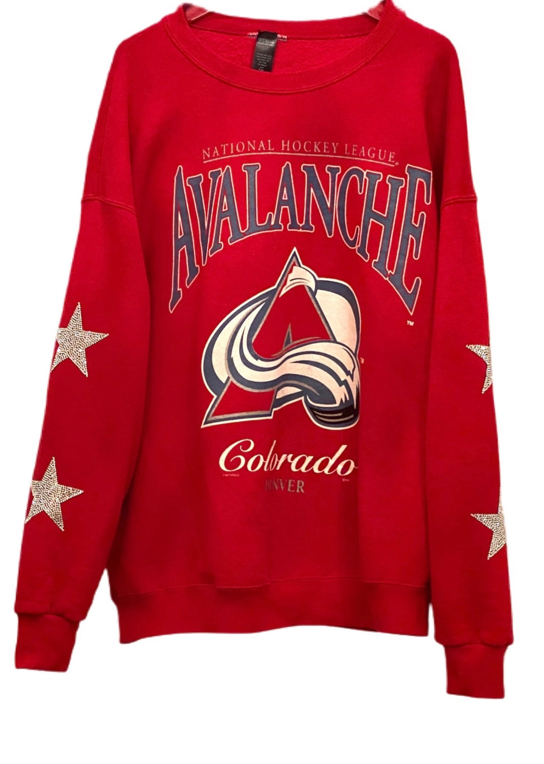 Denver Colorado Avalanche, NHL One of a KIND Vintage Sweatshirt with Crystal Star Design