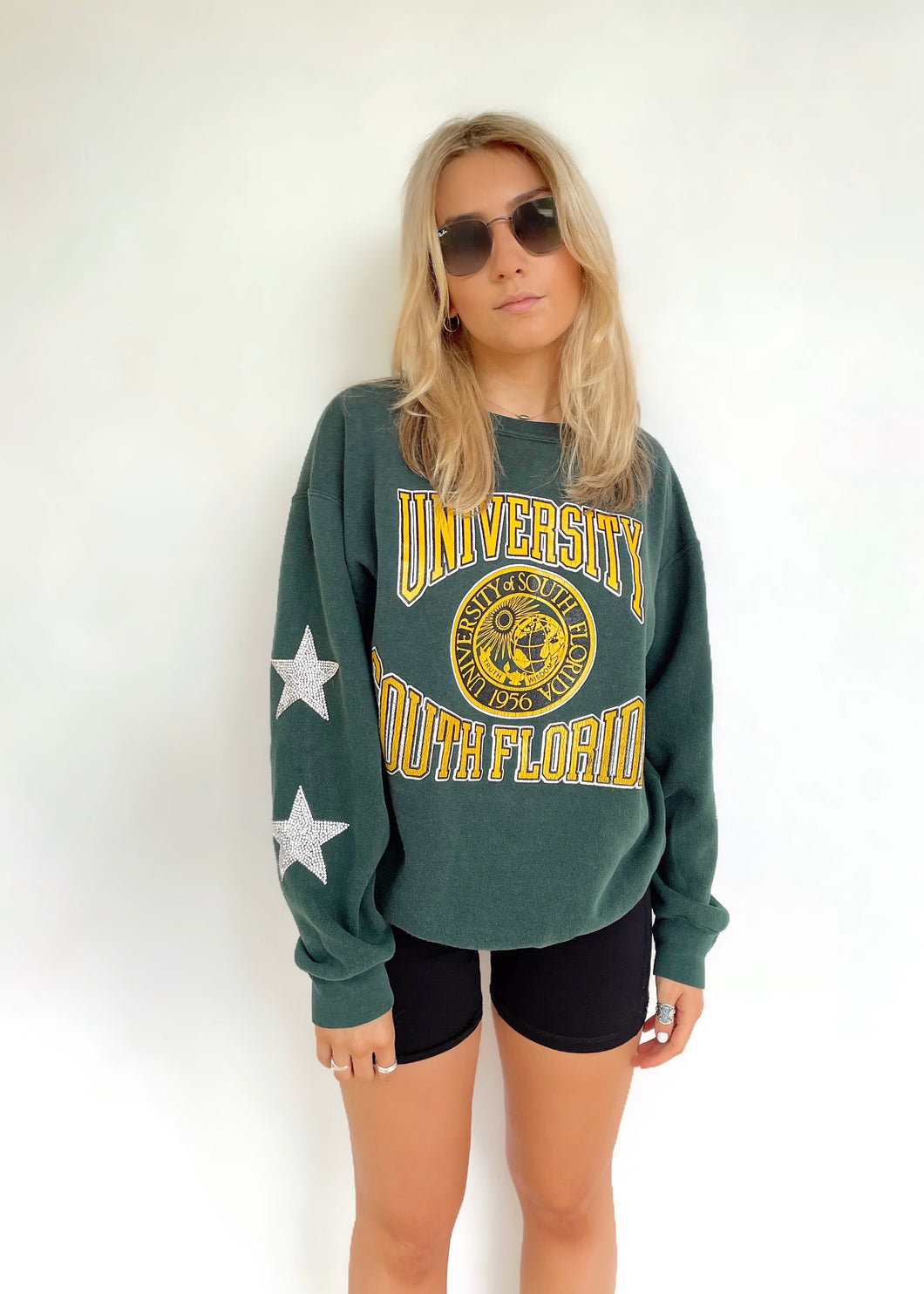 University of South Florida, One of a KIND Vintage USF Sweatshirt with Crystal Star Design