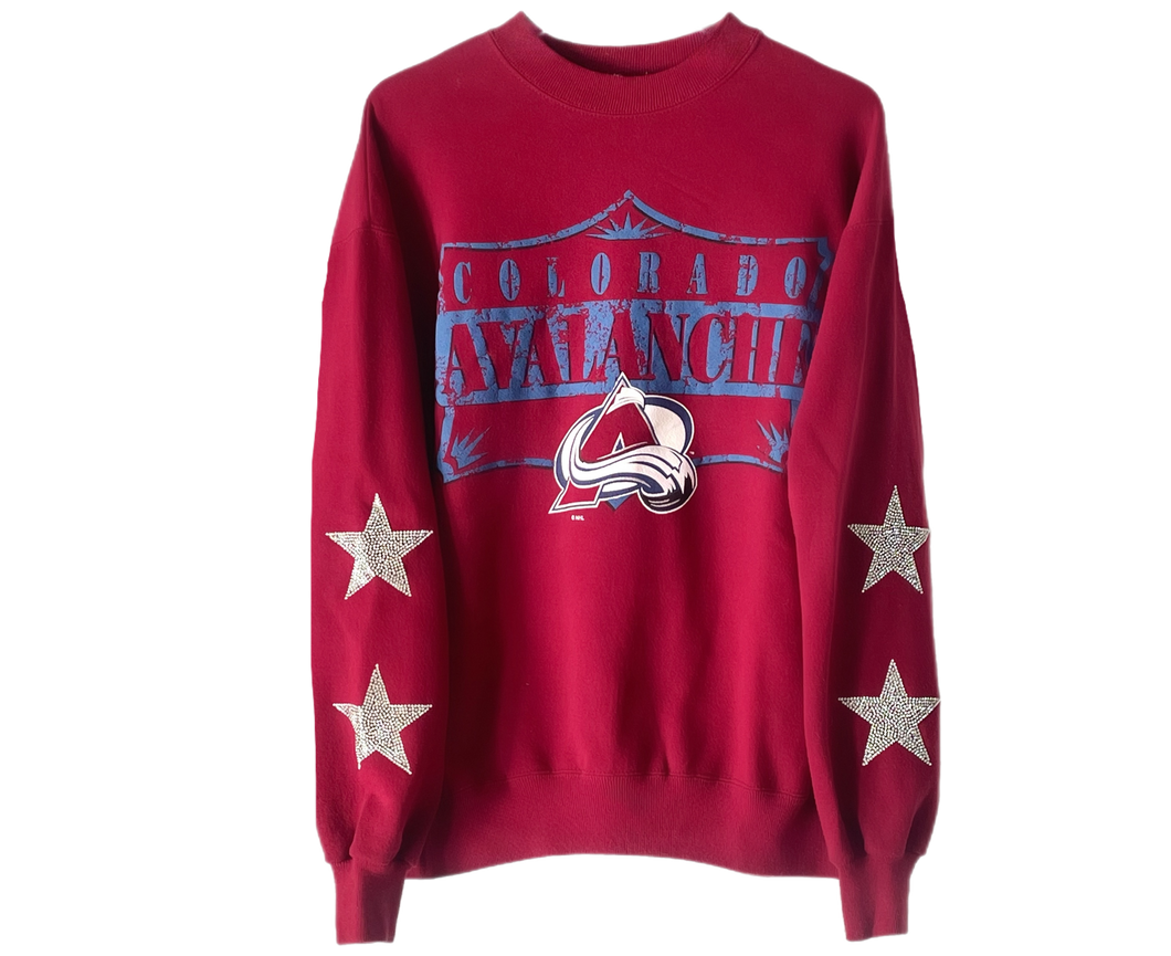 Denver Colorado Avalanche, NHL Early 90’s One of a KIND Vintage Sweatshirt with Crystal Star Design