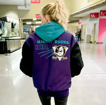 Load image into Gallery viewer, Anaheim Ducks, NHL One of a KIND “Rare Find” Vintage Mighty Ducks Letterman Jacket with Three Crystal Star Design
