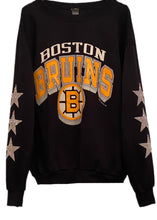 Load image into Gallery viewer, Boston Bruins, NHL One of a KIND Vintage Sweatshirt with Three Crystal Stars Design &amp; Custom Name &amp; #

