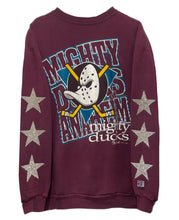 Load image into Gallery viewer, Anaheim Ducks, NHL One of a KIND Vintage “Mighty Ducks” Sweatshirt with Three Crystal Star Design.
