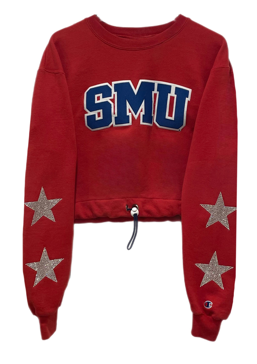 SMU, One of a KIND Vintage Cropped Crunched Bottom Sweatshirt with Crystal Star Design