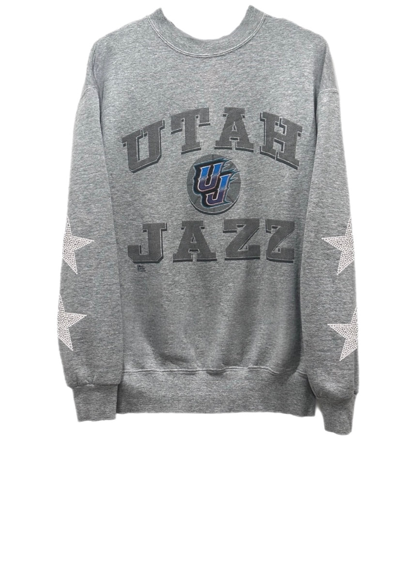 Utah Jazz, NBA One of a KIND Vintage Sweatshirt with Crystal Star Design