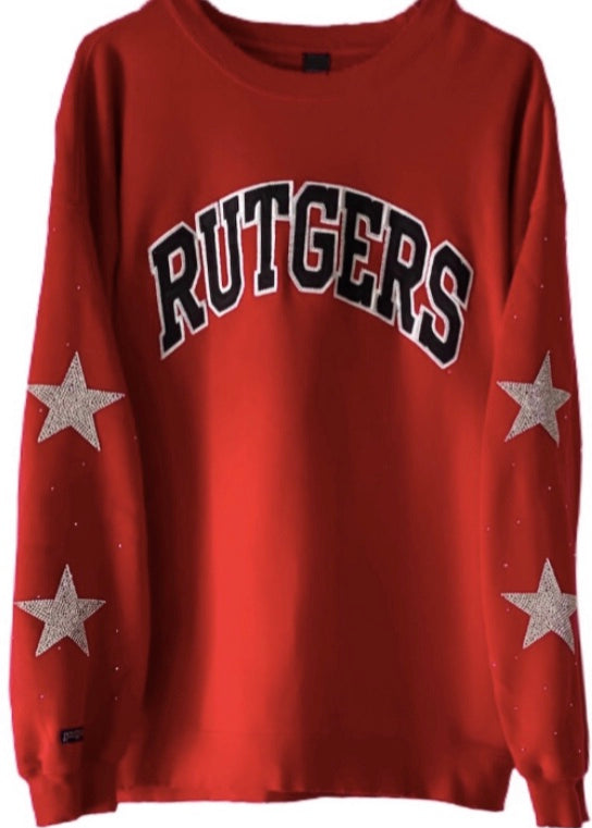 Rutgers University, One of a KIND Vintage Sweatshirt with Crystal Star Design