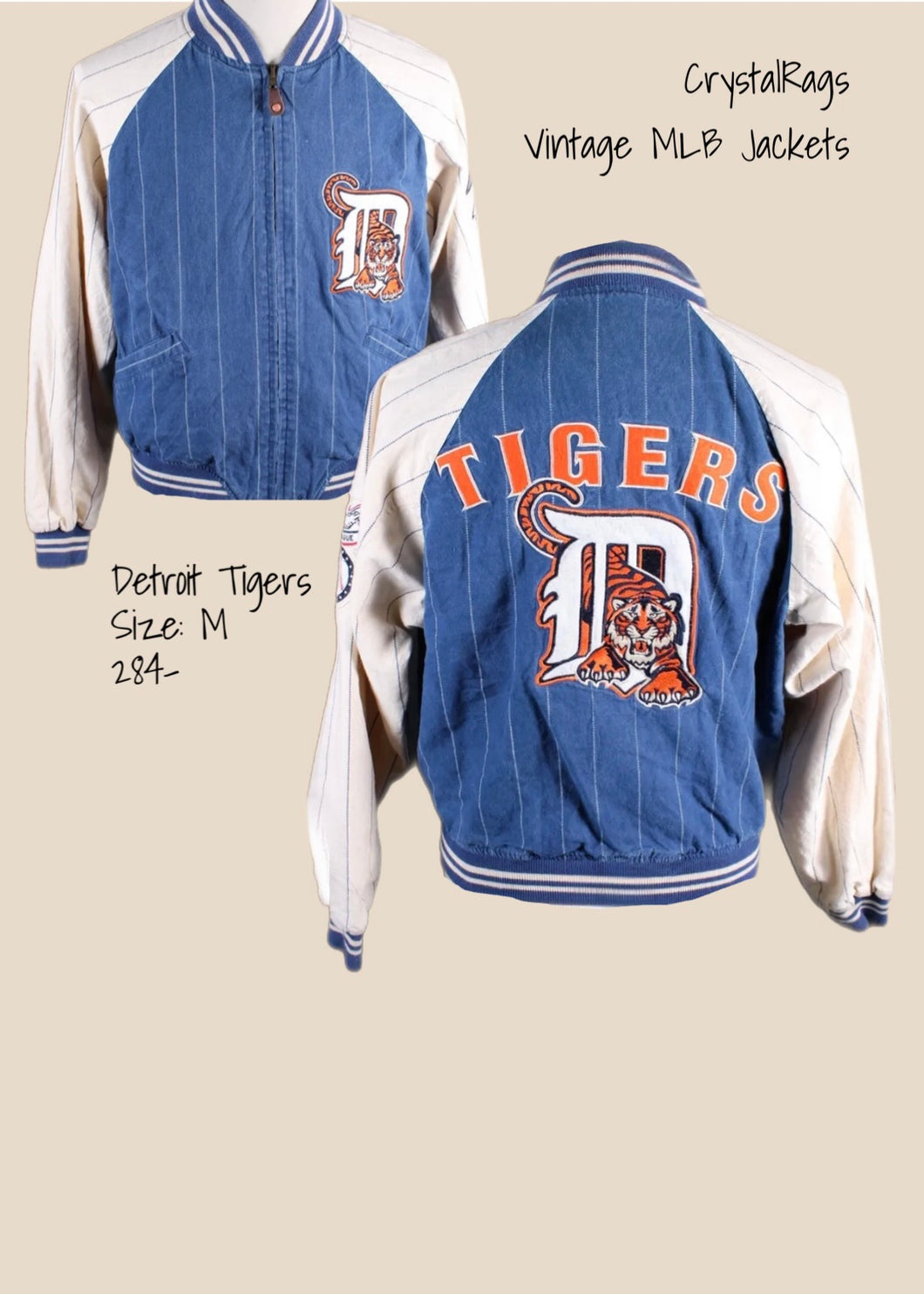 Detroit Tigers, MLB One of a KIND Vintage Jacket with Crystal Star Design