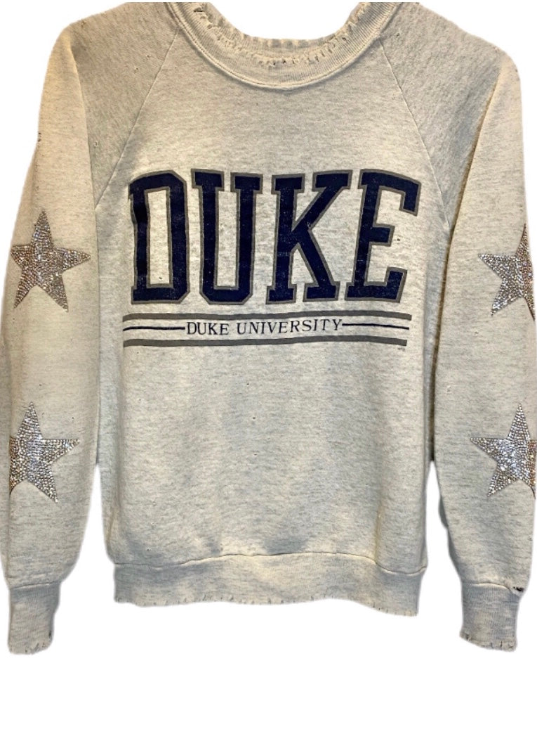 Duke Univeristy, One of a KIND Vintage Sweatshirt with Crystal Star Design