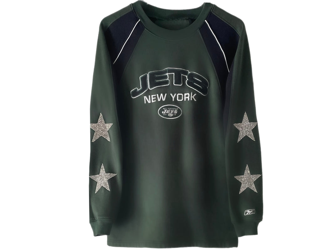 NY Jets, NFL One of a KIND Vintage Sweatshirt with Crystal Star