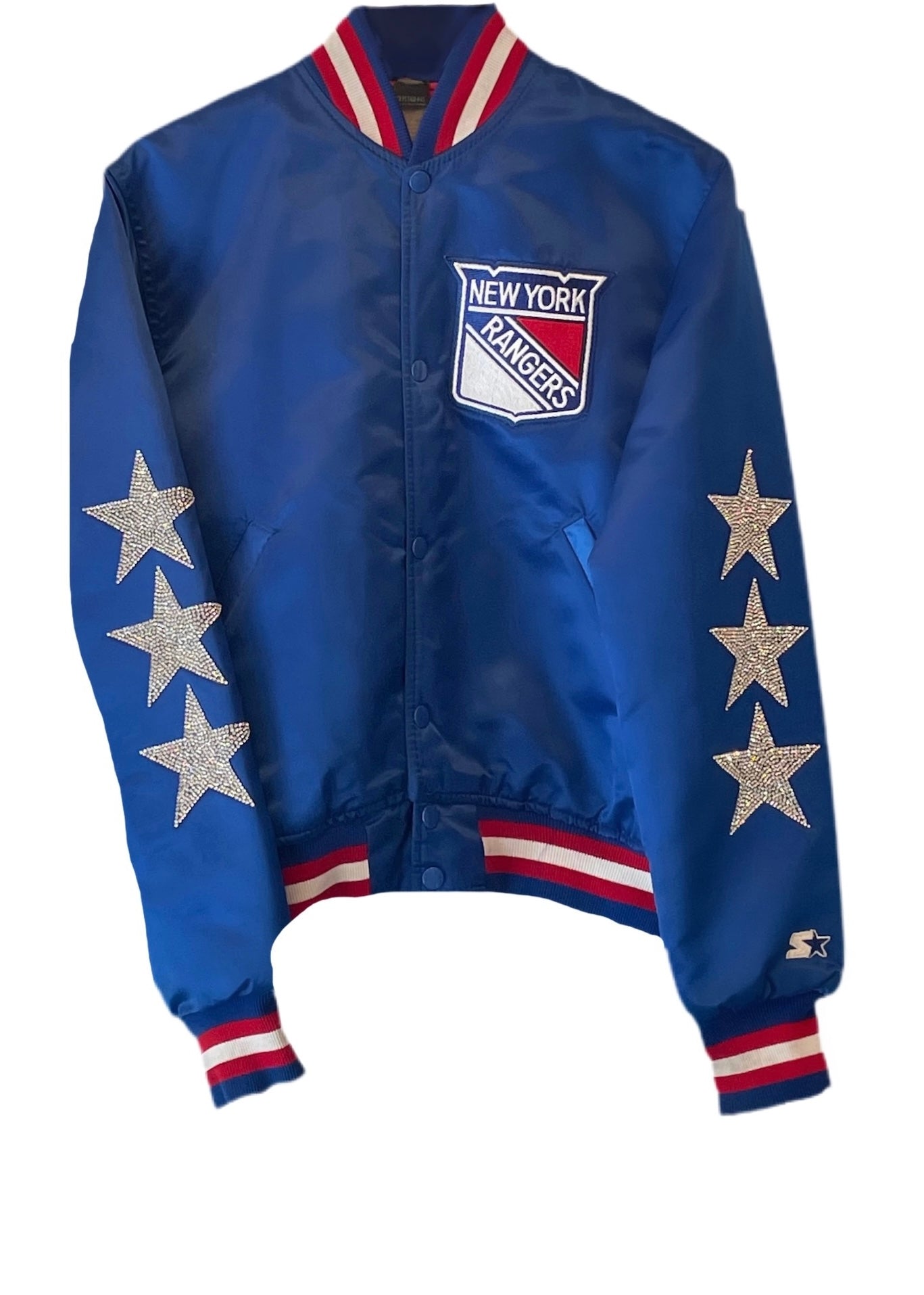 NY Rangers Legends Red and Blue Satin Jacket - Paragon Jackets