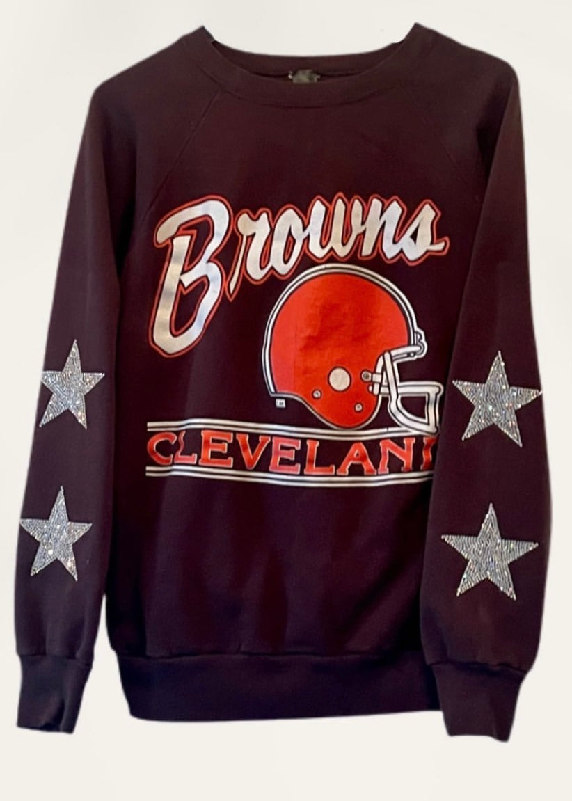 Cleveland Browns, NFL One of a KIND Vintage Sweatshirt with Crystal Star Design