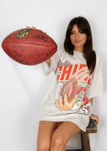 Load image into Gallery viewer, Kansas City Chiefs, Football One of a KIND Vintage Tee with Overall Crystal Design
