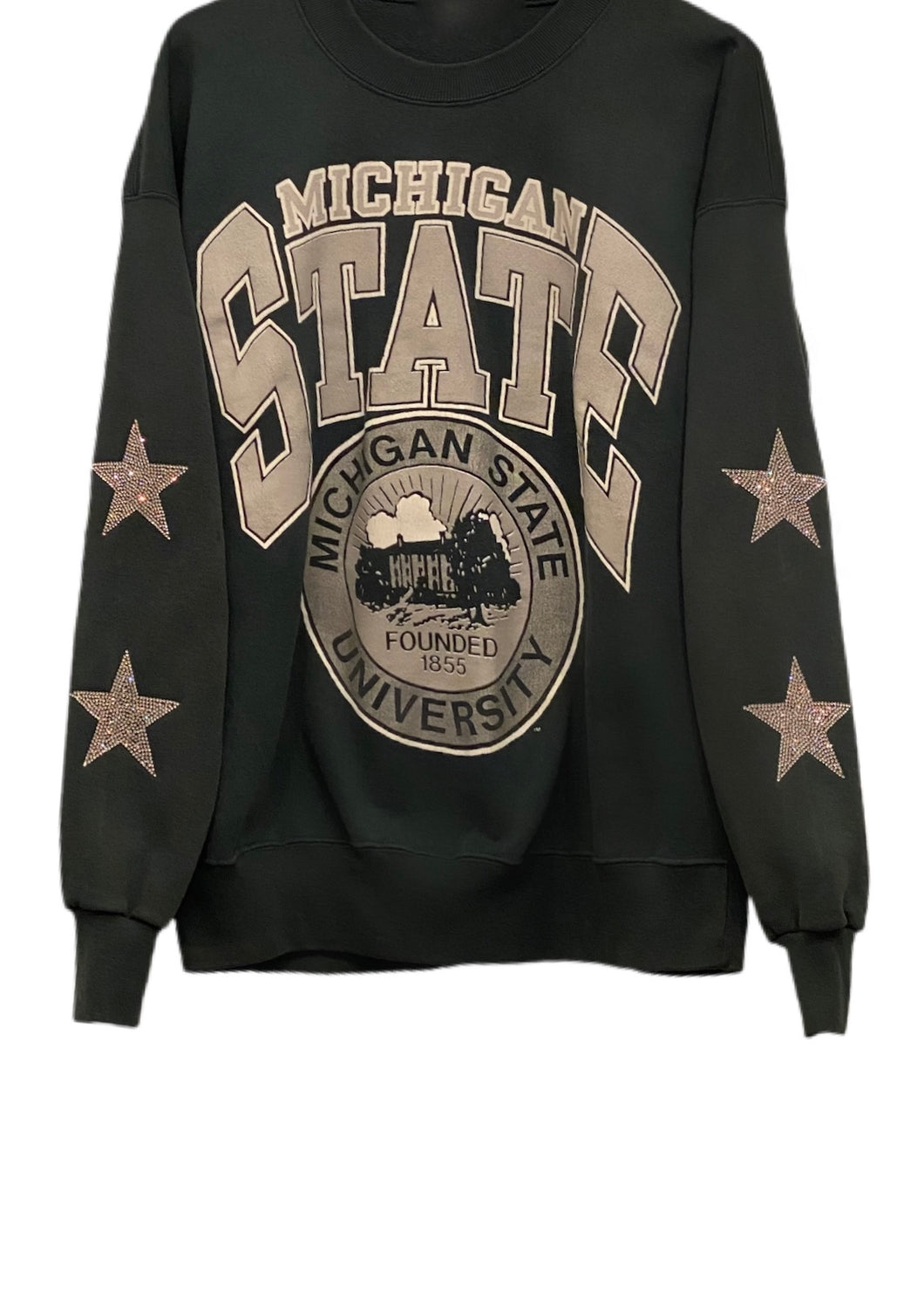 Michigan State University, One of a KIND Vintage Sweatshirt with Crystal Star Design