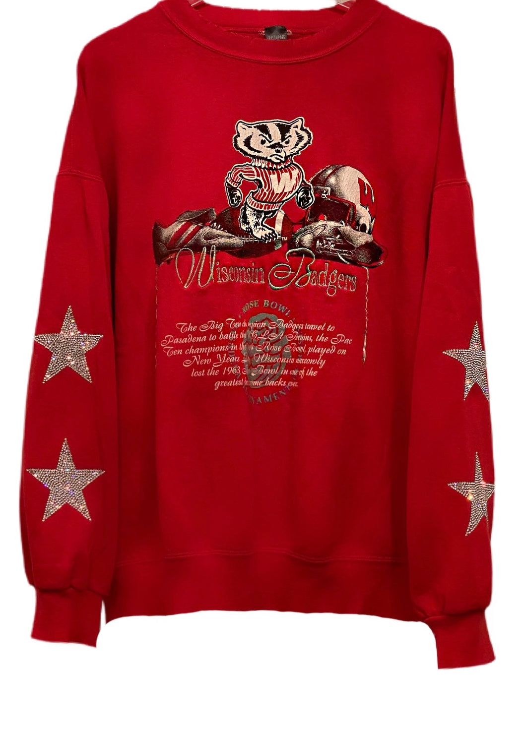 University of Wisconsin, Badgers One of a KIND Vintage Sweatshirt with Crystal Star Design