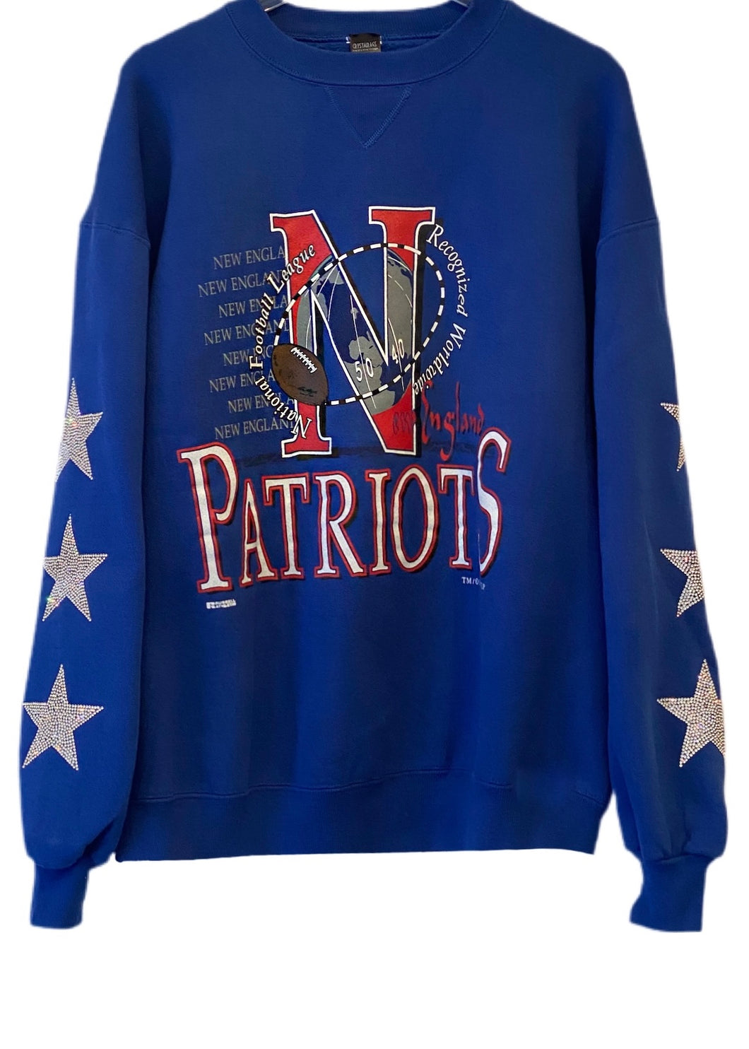 England Patriots, NFL One of a KIND Vintage Sweatshirt with Crystal Star Design