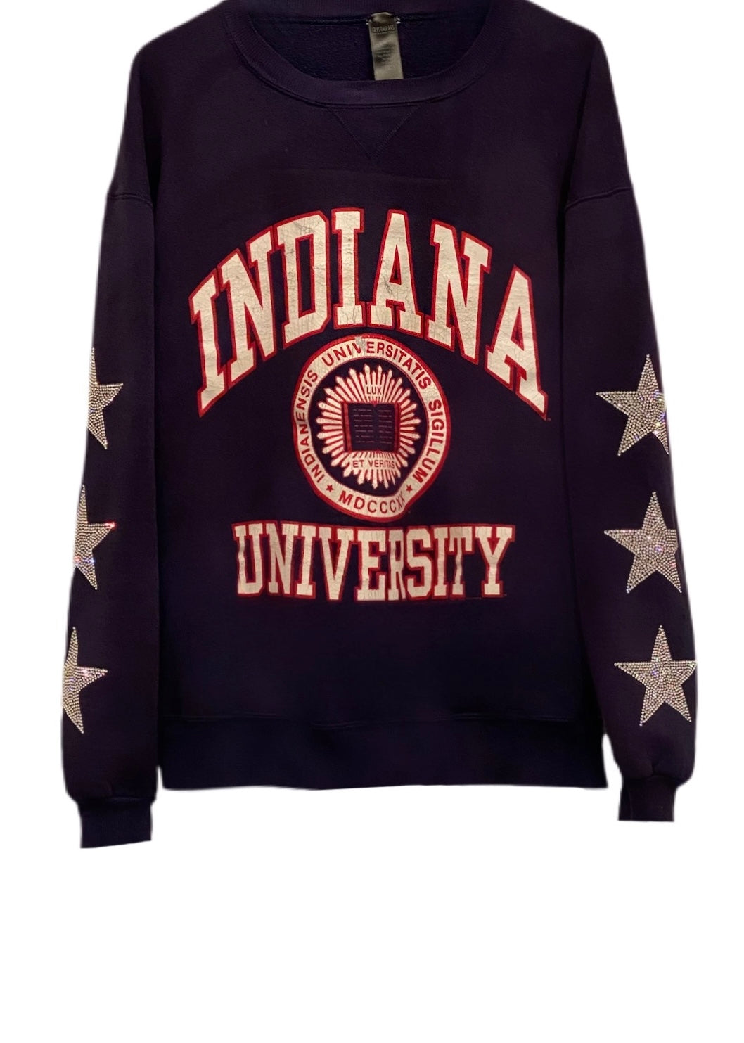 Indiana University, One of a KIND Vintage Sweatshirt with Three Crystal Star Design