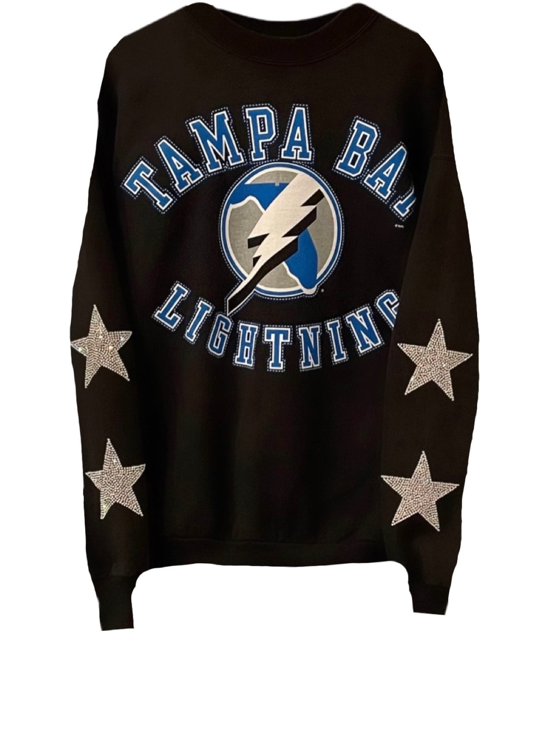 Tampa Bay Lightning, NHL One of a KIND vintage Sweatshirt with Crystal Star Design with Custom Crystal Name & Number