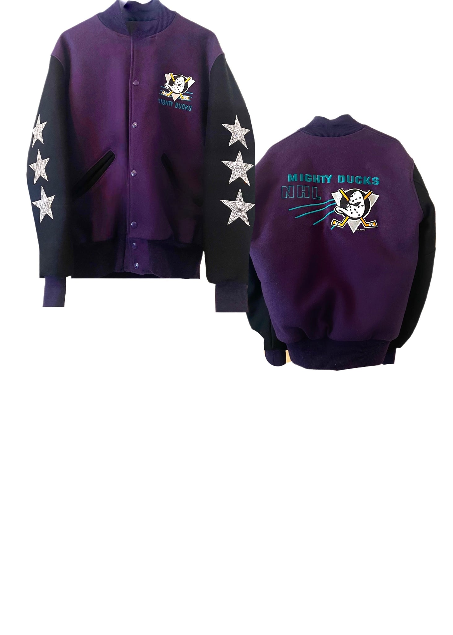 Anaheim Ducks, NHL “Rare Find” One of a KIND Vintage “Mighty Ducks”  Sweatshirt with Three Crystal Star Design