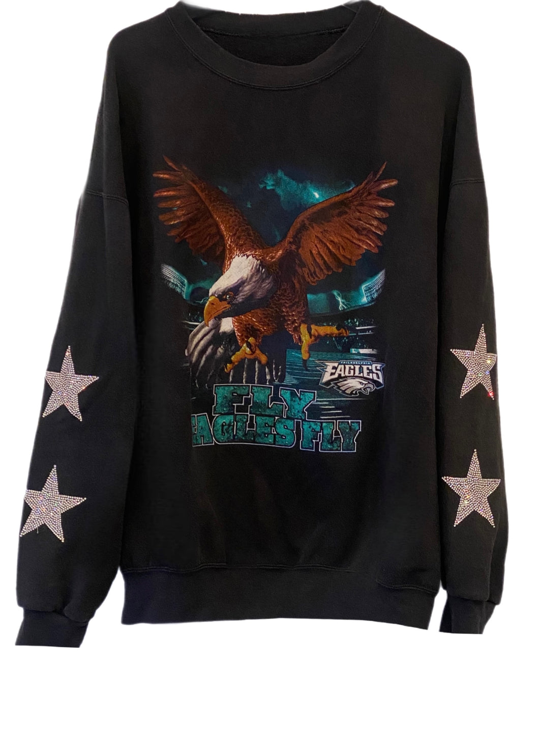 Philadelphia Eagles, NFL One of a KIND “Rare Find” Vintage Sweatshirt with Crystal Star Design